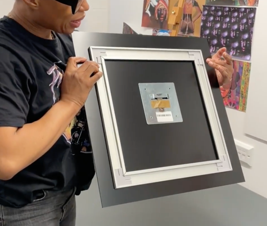 Arrives ready to hang, integrated hanging system. Affixed to the back of the print